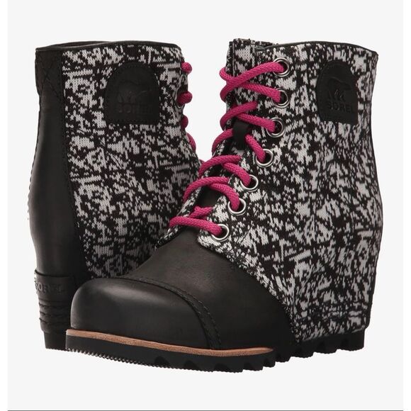 Sorel Shoes - Sorel Boots PDX Wedge Ankle Black Pink Boots Size 7.5